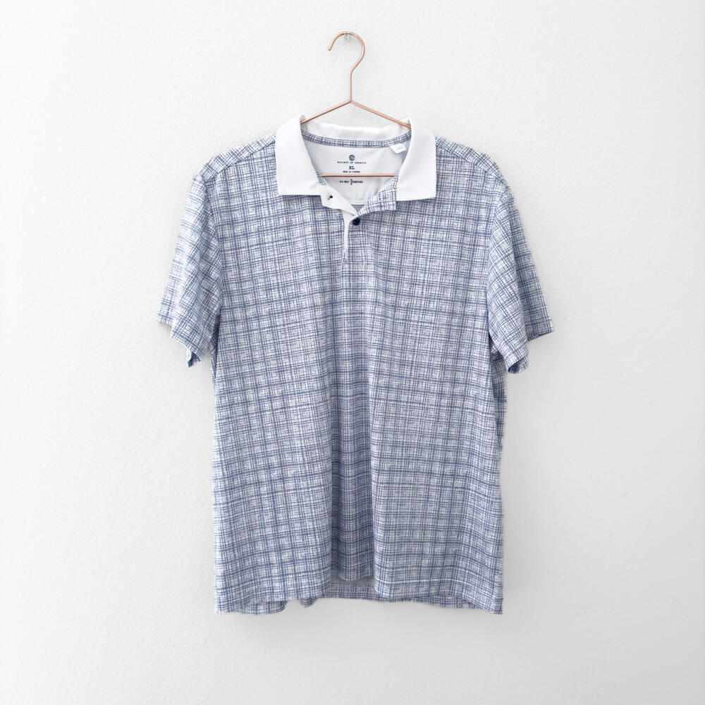 Society of Threads Blue Plaid Quick Dry Polo Shirt Size XL